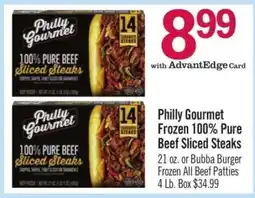 Price Chopper Philly Gourmet Frozen 100% Pure Beef Sliced Steaks offer