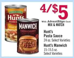 Price Chopper Hunt’s Pasta Sauce / Hunt’s Manwich offer