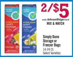 Price Chopper Simply Done Storage or Freezer Bags offer