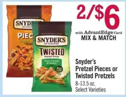Price Chopper Snyder’s Pretzel Pieces or Twisted Pretzels offer