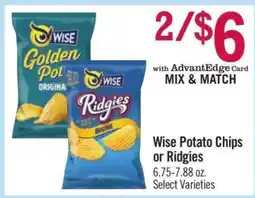Price Chopper Wise Potato Chips or Ridgies offer