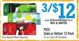 Price Chopper PICS Soda or Seltzer 12 Pack offer
