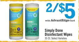 Price Chopper Simply Done Disinfectant Wipes offer