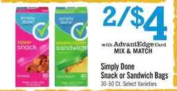 Price Chopper Simply Done Snack or Sandwich Bags offer