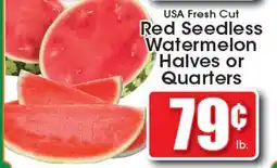 Supremo Foods Inc USA Fresh Cut Red Seedless Watermelon Halves or Quarters offer