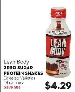 Bristol Farms Lean Body ZERO SUGAR PROTEIN SHAKES offer