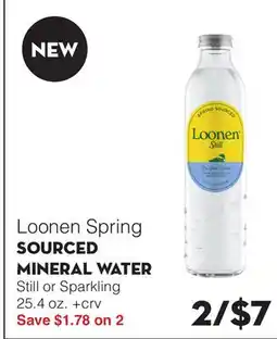 Bristol Farms Loonen Spring SOURCED MINERAL WATER offer