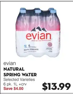 Bristol Farms evian NATURAL SPRING WATER offer