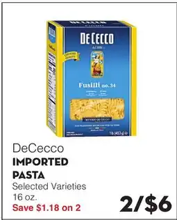 Bristol Farms DeCecco IMPORTED PASTA offer