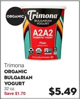 Bristol Farms Trimona ORGANIC BULGARIAN YOGURT offer