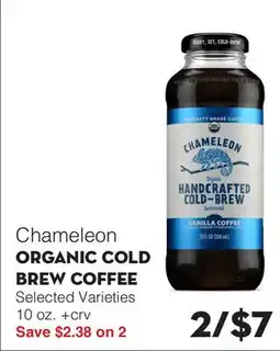 Bristol Farms Chameleon ORGANIC COLD BREW COFFEE offer