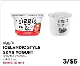 Bristol Farms siggi's ICELANDIC STYLE SKYR YOGURT offer
