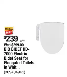 The Home Depot BIO BIDET HD-7000 Electric Bidet Seat for Elongated Toilets in White with Fusion Heating Technology offer