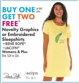Boscov's RENÉ ROFÉ or JACLYN Novelty Graphics or Embroidered Sleepshirts offer