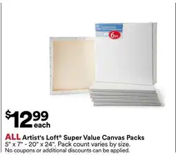 Michaels ALL Artist's Loft Super Value Canvas Packs offer