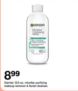 Target Garnier 13.5-oz. micellar purifying makeup remover & facial cleanser offer