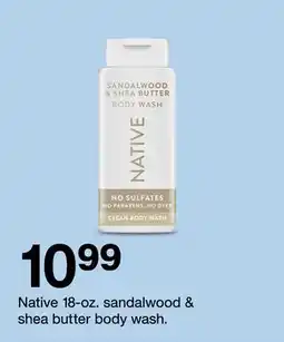 Target Native 18-oz. sandalwood & shea butter body wash offer