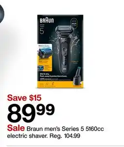 Target Braun men's Series 5 5160cc electric shaver offer