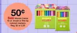 Target Mondo Llama 10-cit. broad or fine tip colored markers offer