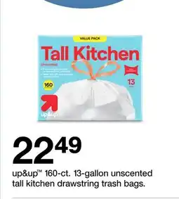 Target up&up 160-cit. 13-gallon unscented tall kitchen drawstring trash bags offer
