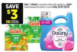 Dollar General Gain or Downy Liquid Fabric Softener 190 Load, or Downy Powder Detergent 89 Load offer