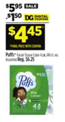Dollar General Puffs Facial Tissue Cube offer