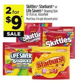 Dollar General Skittles , Starburst or Life Savers Sharing Size offer