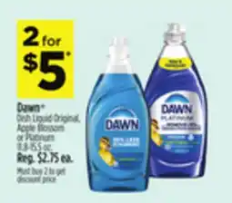 Dollar General Dawn Dish Liquid Original, Apple Blossom or Platinum offer