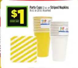 Dollar General Party Cups 12 oz. or Striped Napkins offer