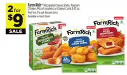 Dollar General Farm Rich Mozzarella Cheese Sticks, Popcorn Chicken, Pizza Crunchers or Cheese Curds offer