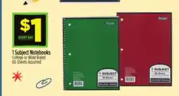 Dollar General 1 Subject Notebooks offer
