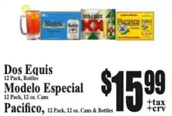 Dos Equis, Modelo Especial and Pacifico