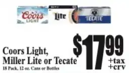 Baja Ranch Coors Light, Miller Lite or Tecate offer