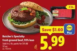 Lidl Butcher's Specialty fresh ground beef, 93% lean offer