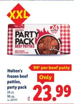 Lidl Holten's frozen beef patties, party pack offer