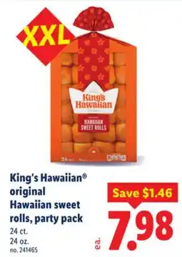 Lidl King's Hawaiian original Hawaiian sweet rolls, party pack offer
