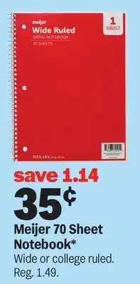 Meijer Meijer 70 Sheet Notebook offer