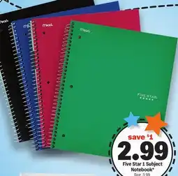Meijer Five Star 1 Subject Notebook offer