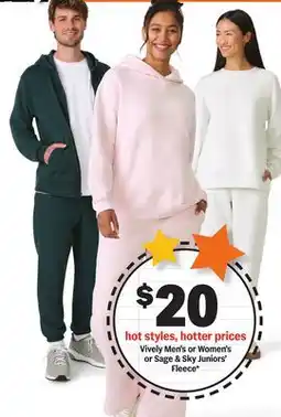 Meijer Vively Men's or Women's or Sage & Sky Juniors' Fleece offer