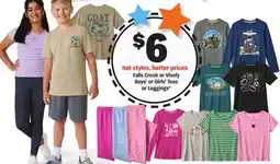Meijer Falls Creek or Vively Boys' or Girls' Tees or Leggings offer