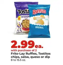 Hy-Vee Frito-Lay Ruffles, Tostitos chips, salsa, queso or dip offer