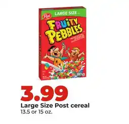 Hy-Vee Large Size Post cereal offer