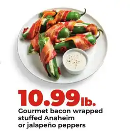 Hy-Vee Gourmet bacon wrapped stuffed Anaheim or jalapeño peppers offer