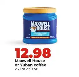 Hy-Vee Maxwell House or Yuban coffee offer