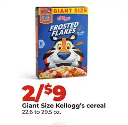 Hy-Vee Giant Size Kellogg's cereal offer