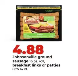 Hy-Vee Johnsonville ground sausage 16 oz. roll, breakfast links or patties offer