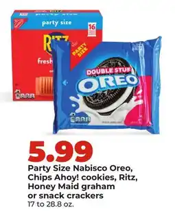 Hy-Vee Party Size Nabisco Oreo, Chips Ahoy! cookies, Ritz, Honey Maid graham or snack crackers offer