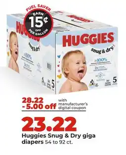 Hy-Vee Huggies Snug & Dry giga diapers offer