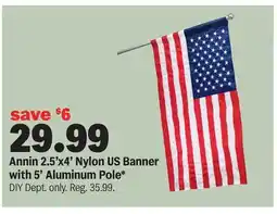 Meijer Annin 2.5'x4' Nylon US Banner with 5' Aluminum Pole offer