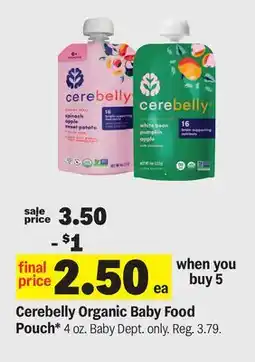 Meijer Cerebelly Organic Baby Food Pouch offer